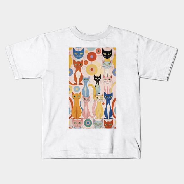 Hilma af Klint's Feline Kaleidoscope: Abstract Whimsy Kids T-Shirt by FridaBubble